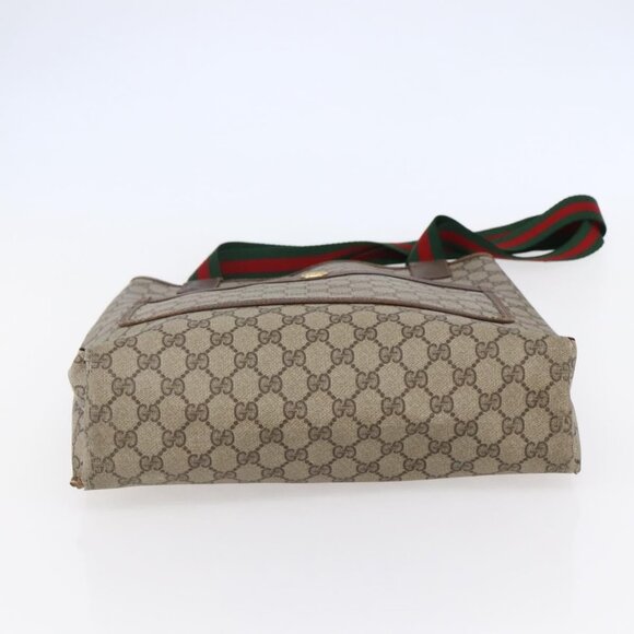 GUCCI GG Supreme Web Sherry Line Tote Bag PVC Beige Red 89 02 003 Auth 145657 - Picture 6 of 16